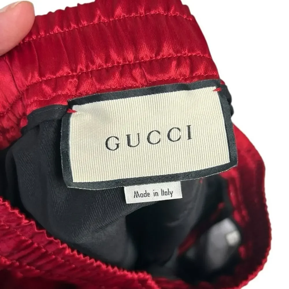 Gucci GG Star Acetate Red Black Drawstring Boxing Shorts Mens 46 / US 36 Small